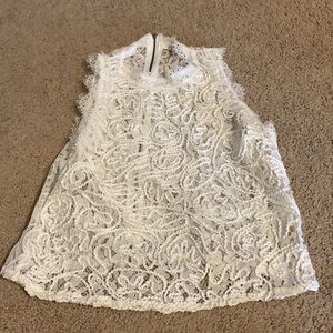Zara cream lace zipper top size L NWOT